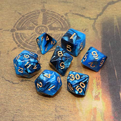 Teal White 7-Die RPG Dice Set for Dungeons and Dragons B5748