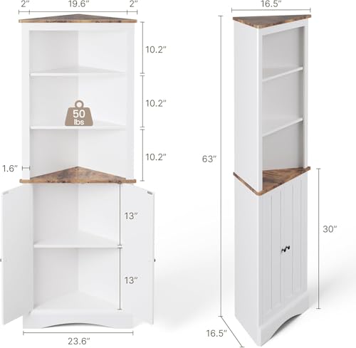 Corner Cabinet with Doors and Shelves for Living Room, White H15724