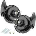 2 Pack 300DB Super Loud Train Horn, 12V Security Alarm Speaker, Car Waterproof Air Electric Snail Double Horn Replacement Kit, Fits for Most Cars Motorcycle, Truck, Bike (Black)