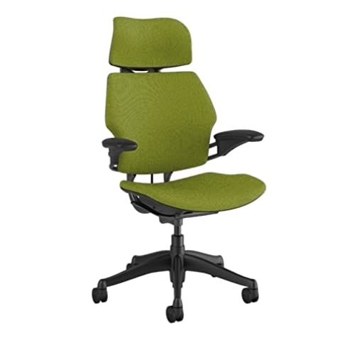 Humanscale Freedom Office Chair with Headrest - Ergonomic Work Chair with Advanced Highly Adjustable Duron Arms and GEL Seat - Wheels for Carpet - Walnut Ginkgo Fabric
