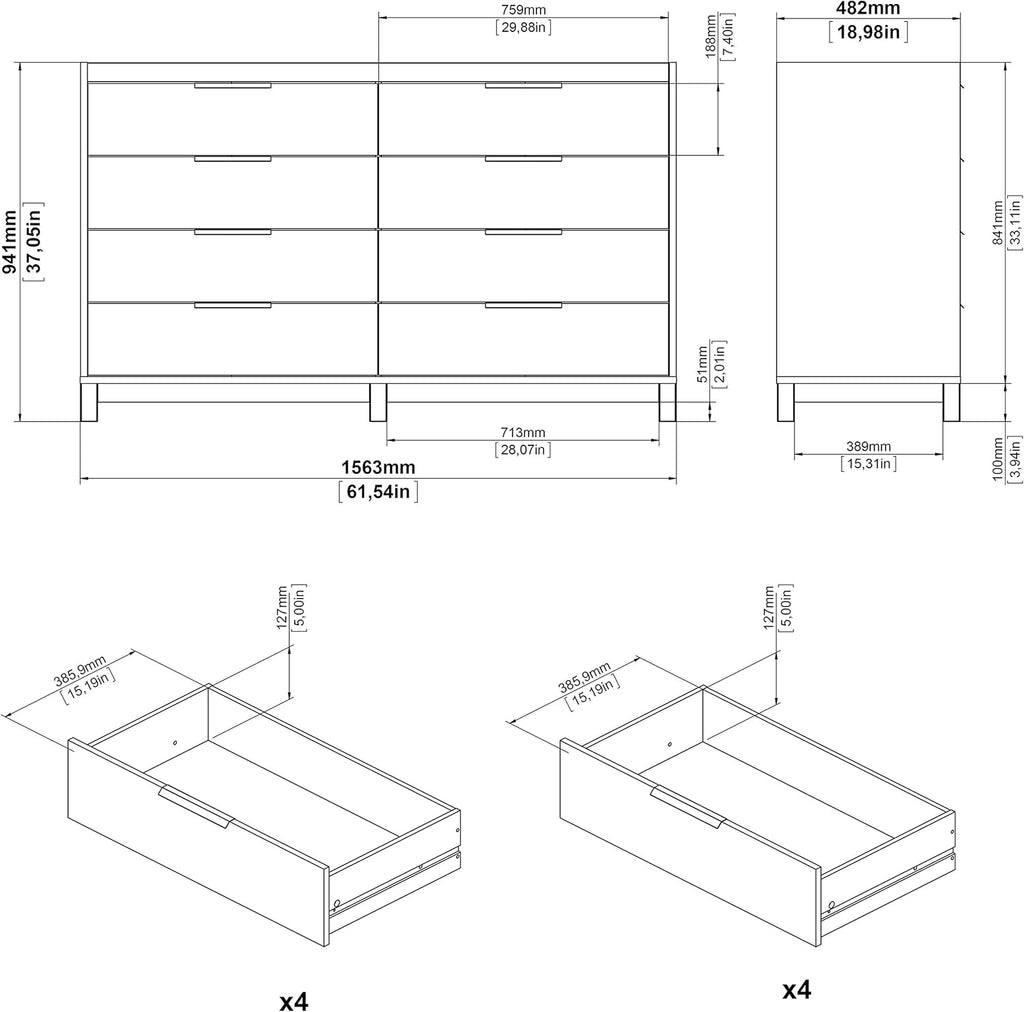 8 Drawer Double Dresser, Dark Chocolate E549961