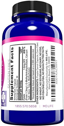 L Methylfolate 1mg Supplement, 120 Capsules A9070