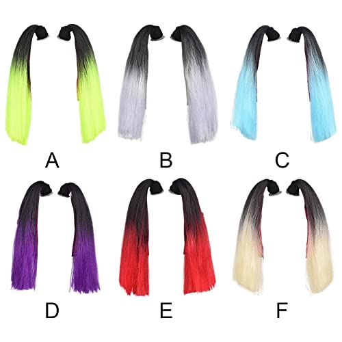 Helmets Pigtails, Detachable Vibrant Color Ponytails for Motorcycle Bicycle Ski Snowboard Helmets P107