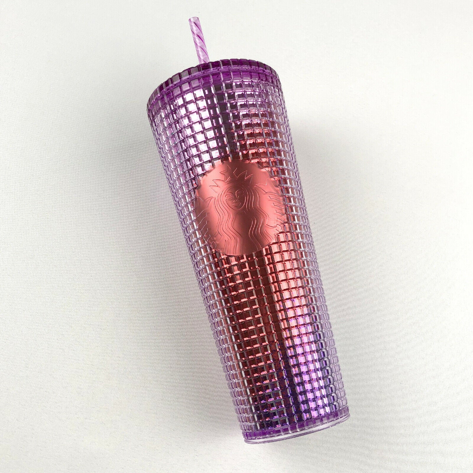 24oz Pink Purple Grid Cold Tumbler P4455