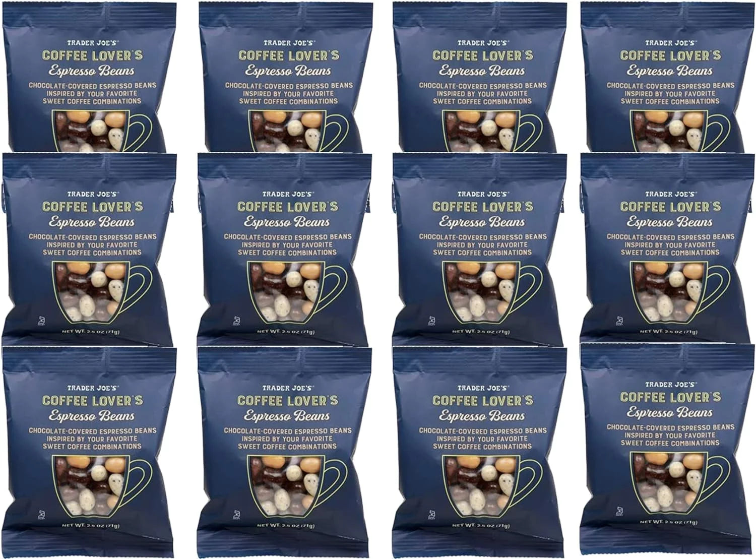 Coffee Lover's Chocolate-Covered Assorted Espresso Beans - 12 Count (2.5 Oz Ea)