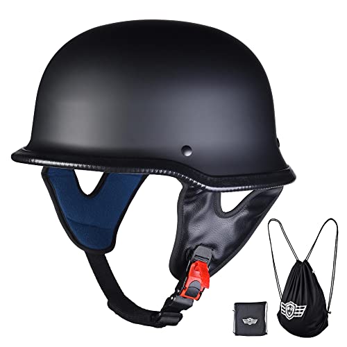 AHR Motorcycle Helmet German Style Half Helmet for Bike Cruiser Scooter Chopper Half Face Helmet for Men Women DOT Approved, Run-G