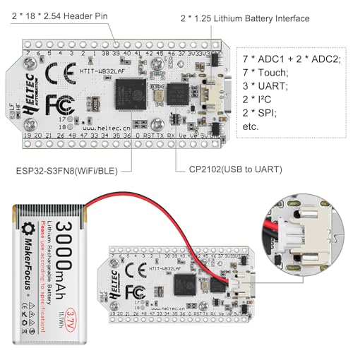 ESP32 LoRa V3 Development Board with 3000mAh Battery and 915MHz Antenna I456
