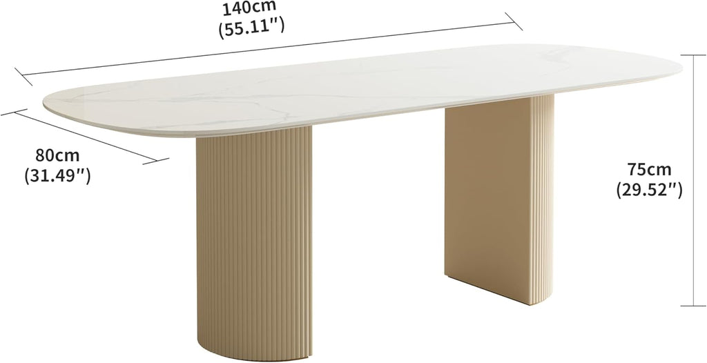 Oval Dining Table for 4-6, Marble Kitchen Table with Sintered Stone Top W407995