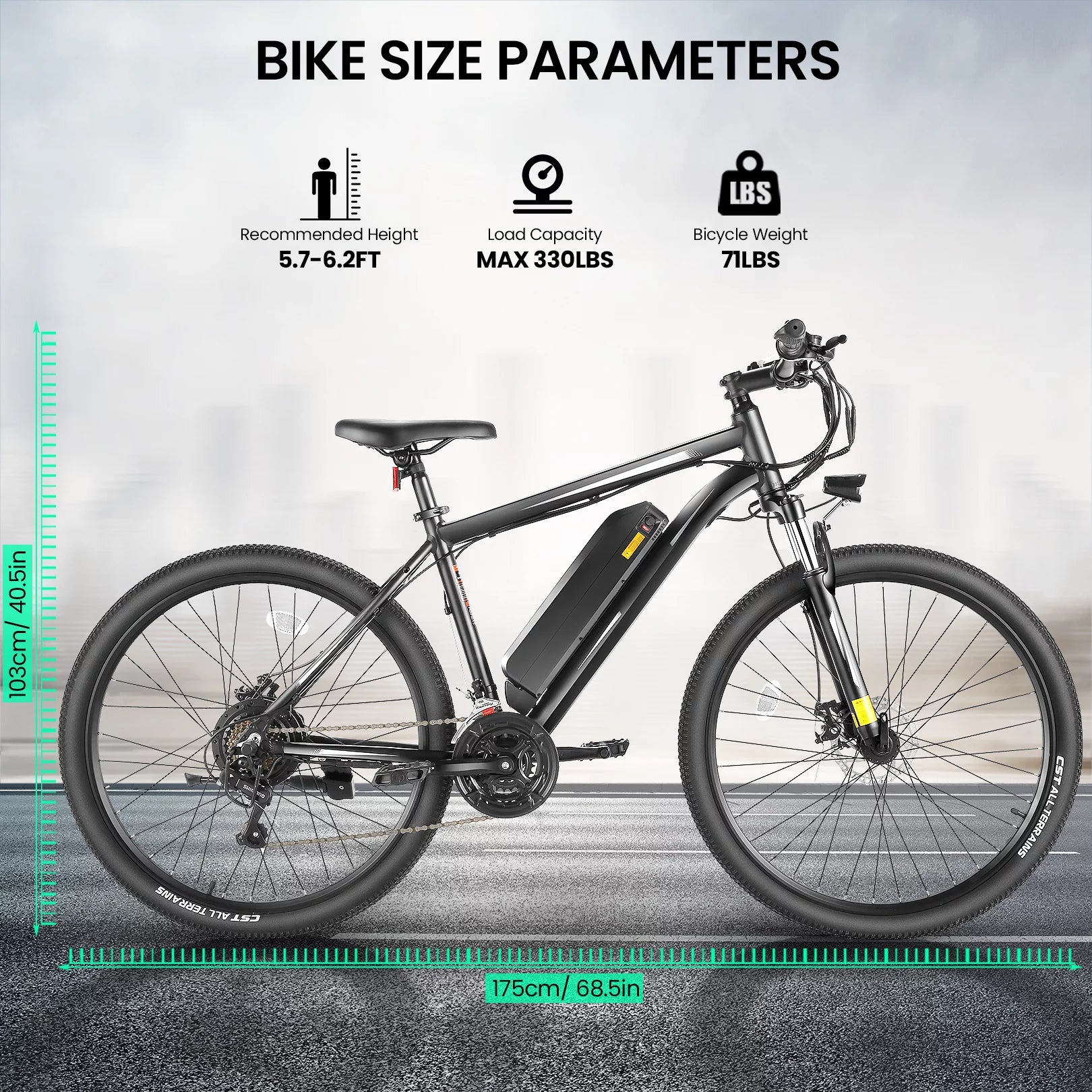 27.5" Electric Bike for Adults 500W Mountain Ebike with Removable Battery H822