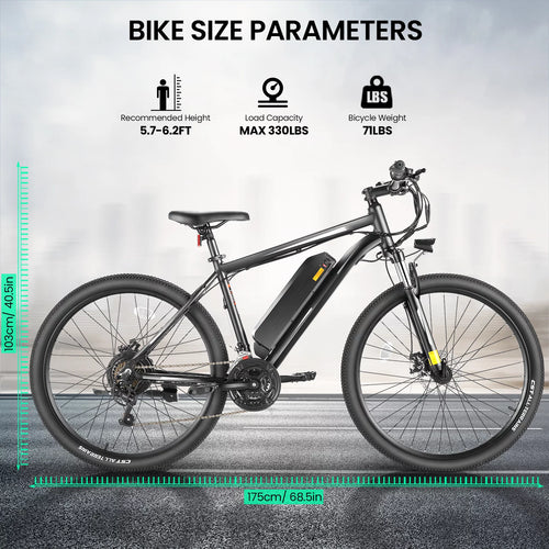 27.5" Electric Bike for Adults 500W Mountain Ebike with Removable Battery H822