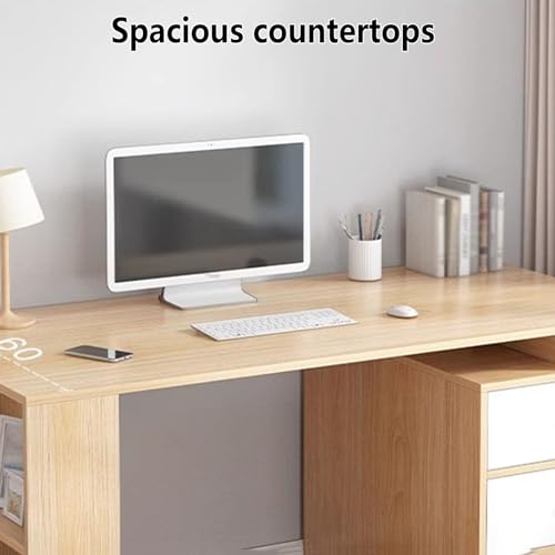 Double Desk with 3 Storage Drawers for Two People, Home Office Workstation Z444