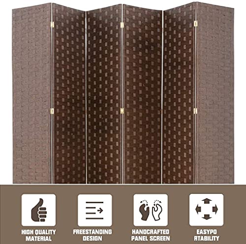 4 Panel Folding Room Divider, 6FT Tall Freestanding Privacy Screen Z26667
