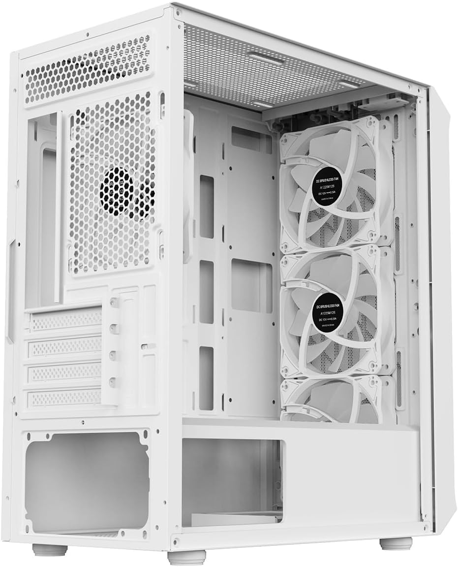 Airflow Micro-ATX PC Gaming Case with Mesh Front Panel and Tempered Glass Side Panel, White S493