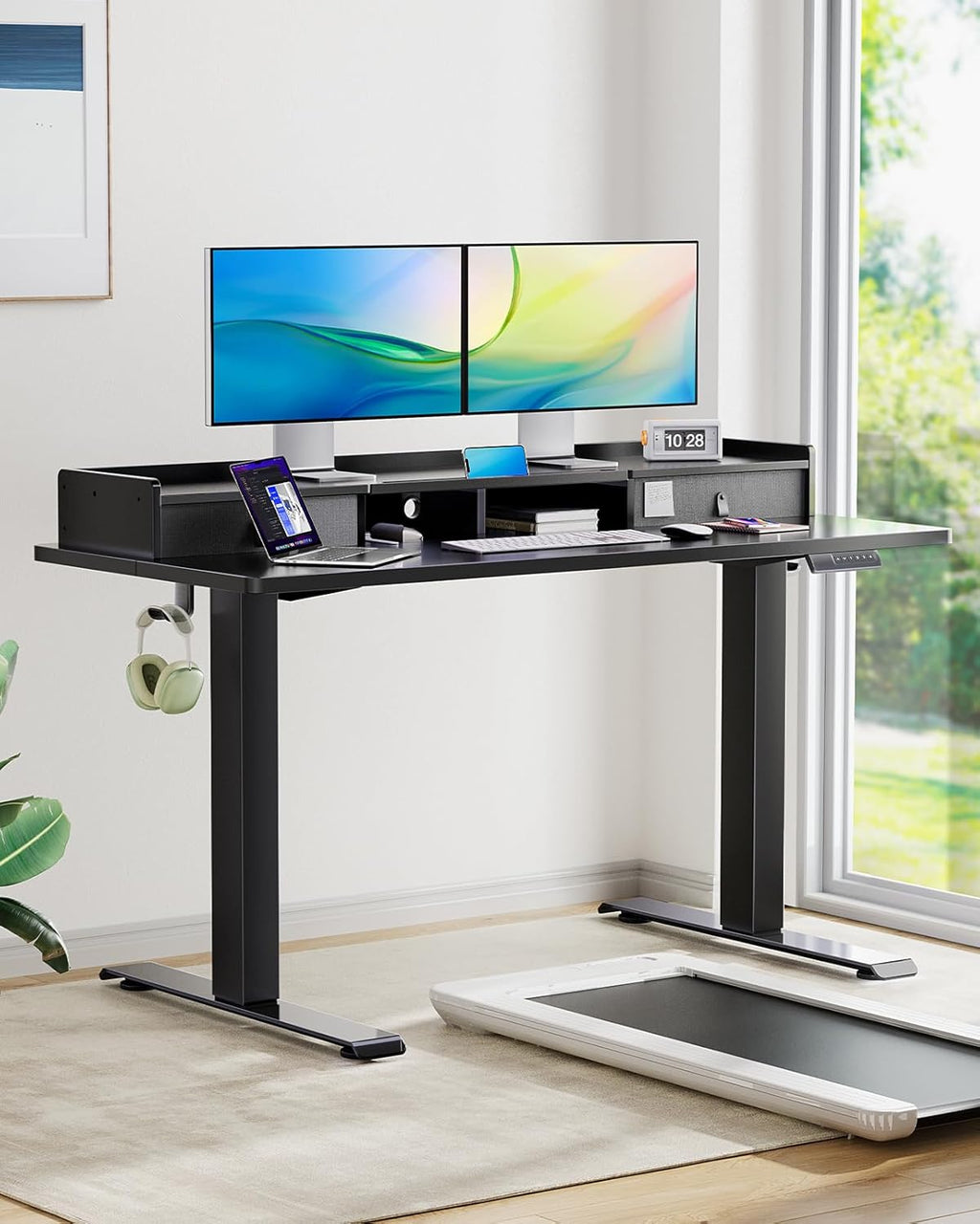Electric Standing Desk with Dual Drawers, Height Adjustable, Home Office, Black G6862