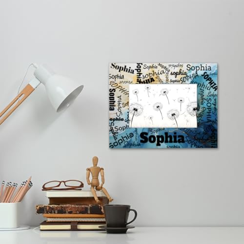Purple Marble 4x6 Picture Frame with Custom Name, Wood Photo Frame for Wall or Desk Q55403