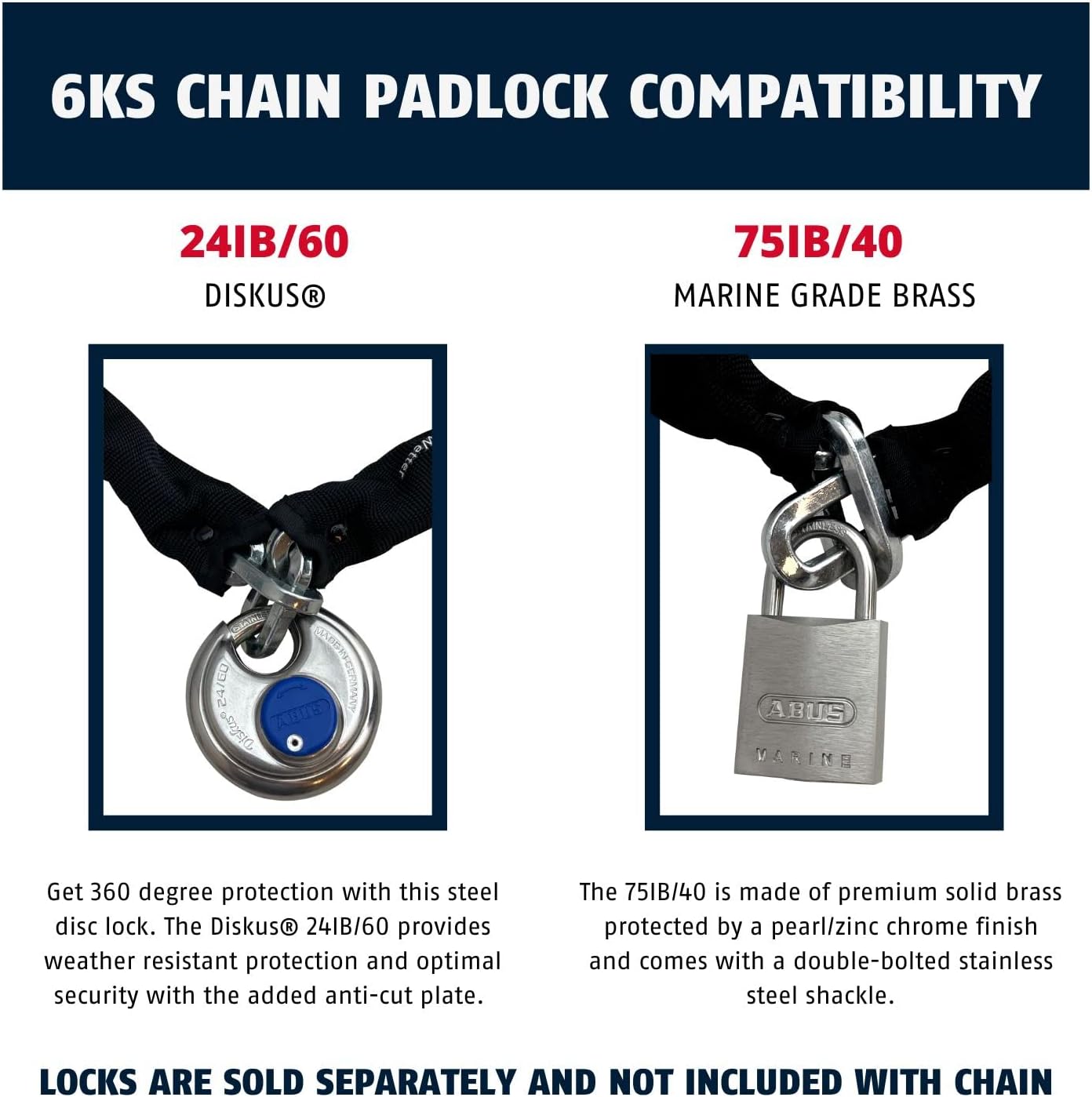 Hardened Steel 10 ft x 3/8 in Square Security Chain for Bikes, Trailers, Motorcycles O7940