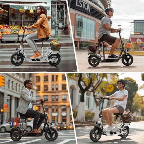 Electric Scooter for Adults, 28 Miles Range, 14'' Fat Tire, with Turn Signals L38069