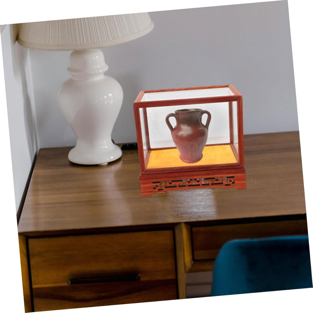 Transparent Glass Dome Cloche with Wooden Base J149
