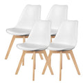 Sweetrcrispy Dining Chairs Set of 4, Kitchen Room PU Leather Mid Century Modern Chairs, Upholstered Dining Desk Chairs with Wood Legs for Home Office, White