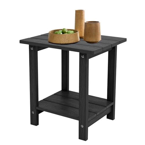 Adirondack Outdoor Side Table, Weather Resistant Double Small End Table, HDPS Patio Side Table for Outdoor Indoor, Midnight Blue