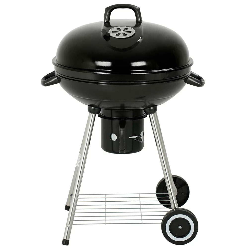 22" Round Portable Charcoal Kettle Grill with 2 Wheels, Black N78983