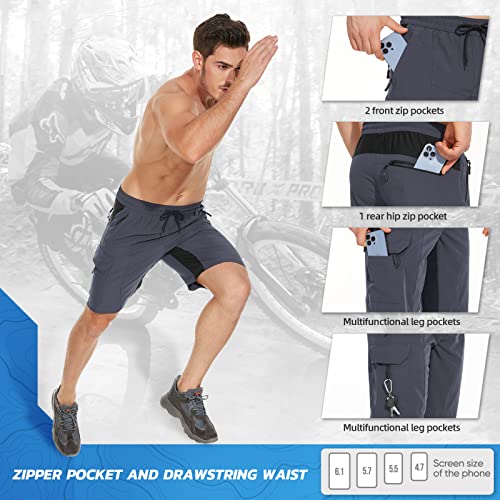 Men's Padded Mountain Bike Shorts Quick Dry Cycling with 5 Pockets S250