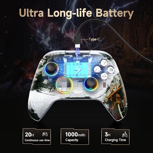 Wireless Bluetooth Controller with Hall Joysticks for PC, Android, Steam and Switch E86358