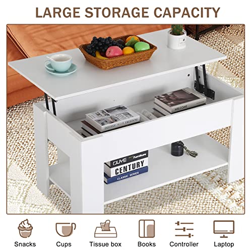 Modern Lift Top Coffee Table with Storage Shelf, Black C345