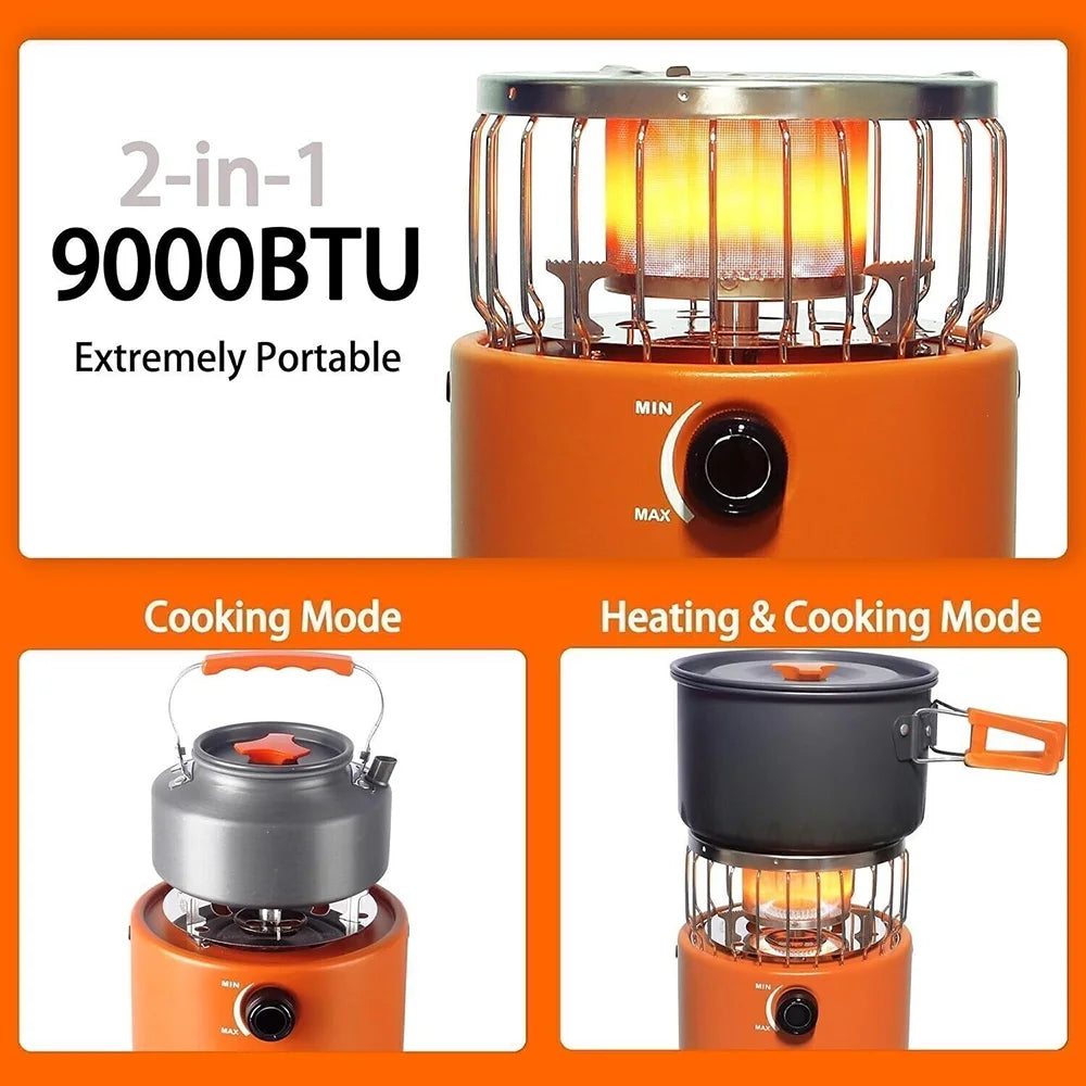 Portable Propane Heater & Stove with Fireproof Gloves, Outdoor Camping Q4243
