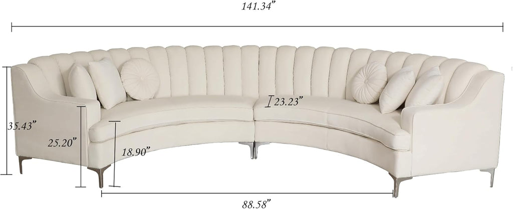 Curved Velvet Sectional Sofa for Living Room N379