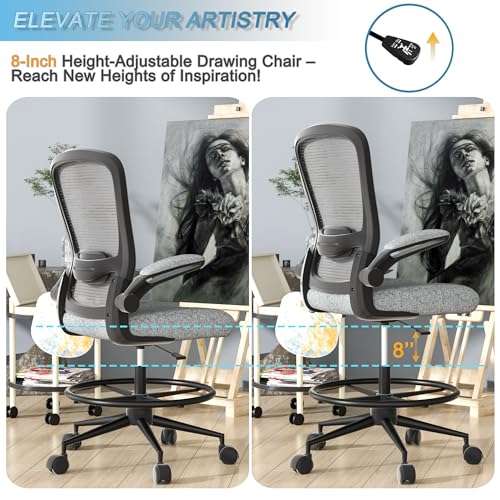 Drafting Chair with Flip-up Armrests and Lumbar Support H733