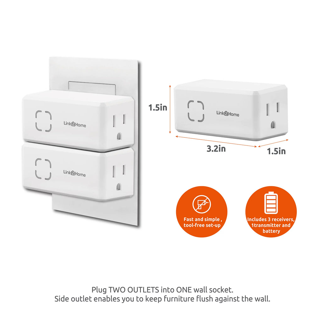 Wireless Remote Control Outlet Light Switch with Countdown Timer, 100 ft Range S25003
