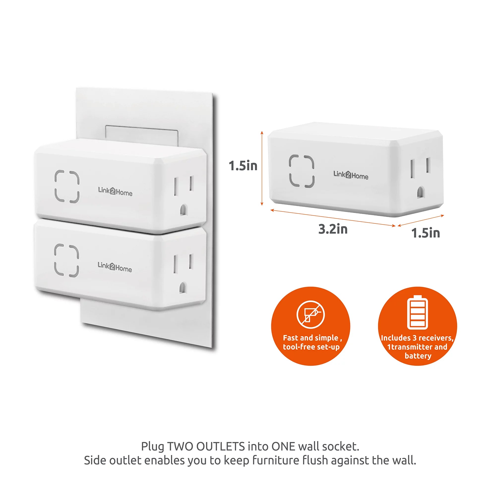 Wireless Remote Control Outlet Light Switch with Countdown Timer, 100 ft Range S25003