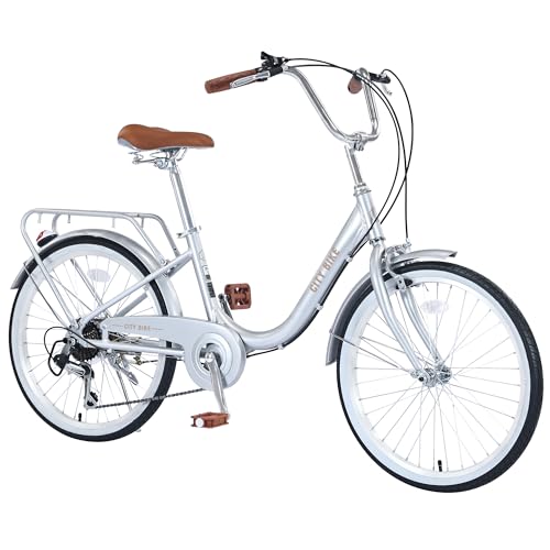 26 Inch Women's Beach Cruiser Bike, 7 Speeds, Leather Saddle P13908