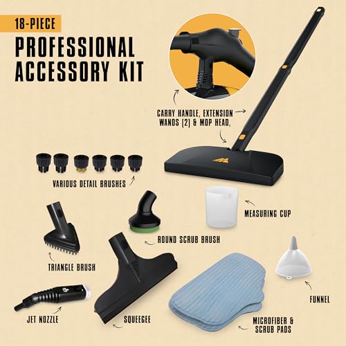 Handheld Steam Cleaner with 11 Accessories for Home, Tile, Grout, and Car Detailing K2885