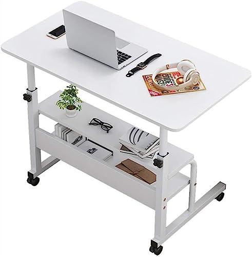 Portable Mobile Laptop Computer Desk Adjustable Height Computer Cart Mobile Laptop Desk Stand Laptop Table On Wheelsa (Oak One Size)