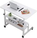 Portable Mobile Laptop Computer Desk Adjustable Height Computer Cart Mobile Laptop Desk Stand Laptop Table On Wheelsa (Oak One Size)