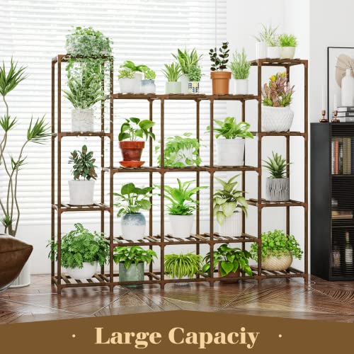 Plant Stand Indoor Large Plant Shelf Wide Tall Outdoor Plant Holder Wood for Multiple Plants Plant Rack R817407