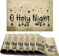 Merry Christmas Placemats for Dining Table 6 PCS Placemats, Oh Holy Night Mat Oil Stains Wipeable Table Mats Farmhouse Placemats Non-Slip Heat-Resistant Kitchen Table Mats