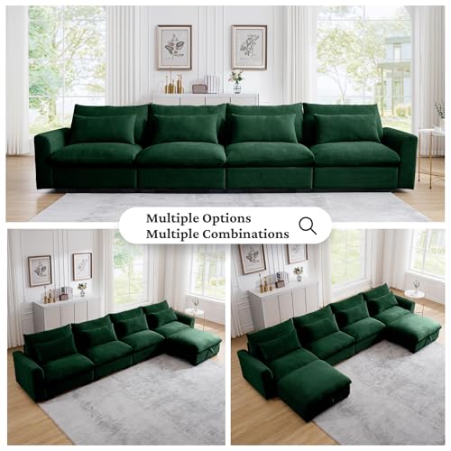 Corduroy L-Shaped Modular Sofa with Storage Ottoman M5579
