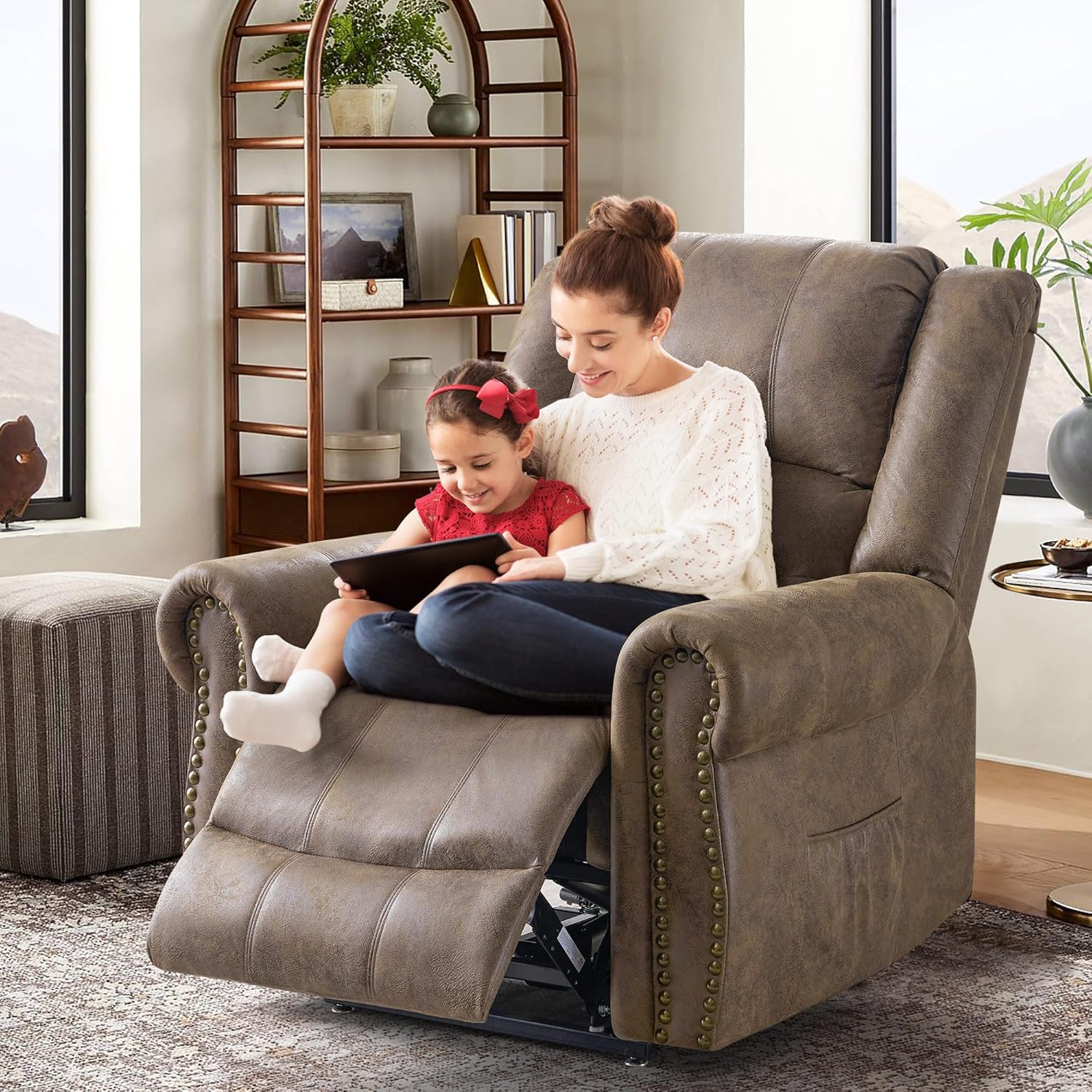 Power Lift Recliner Chair with Massage and Heat for Elderly, Light Brown Q225