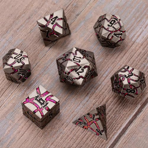 Metal DND Dice Set 7PCS Polyhedral Glitter Crack Dice for Dungeons and Dragons Role Playing Game F628808