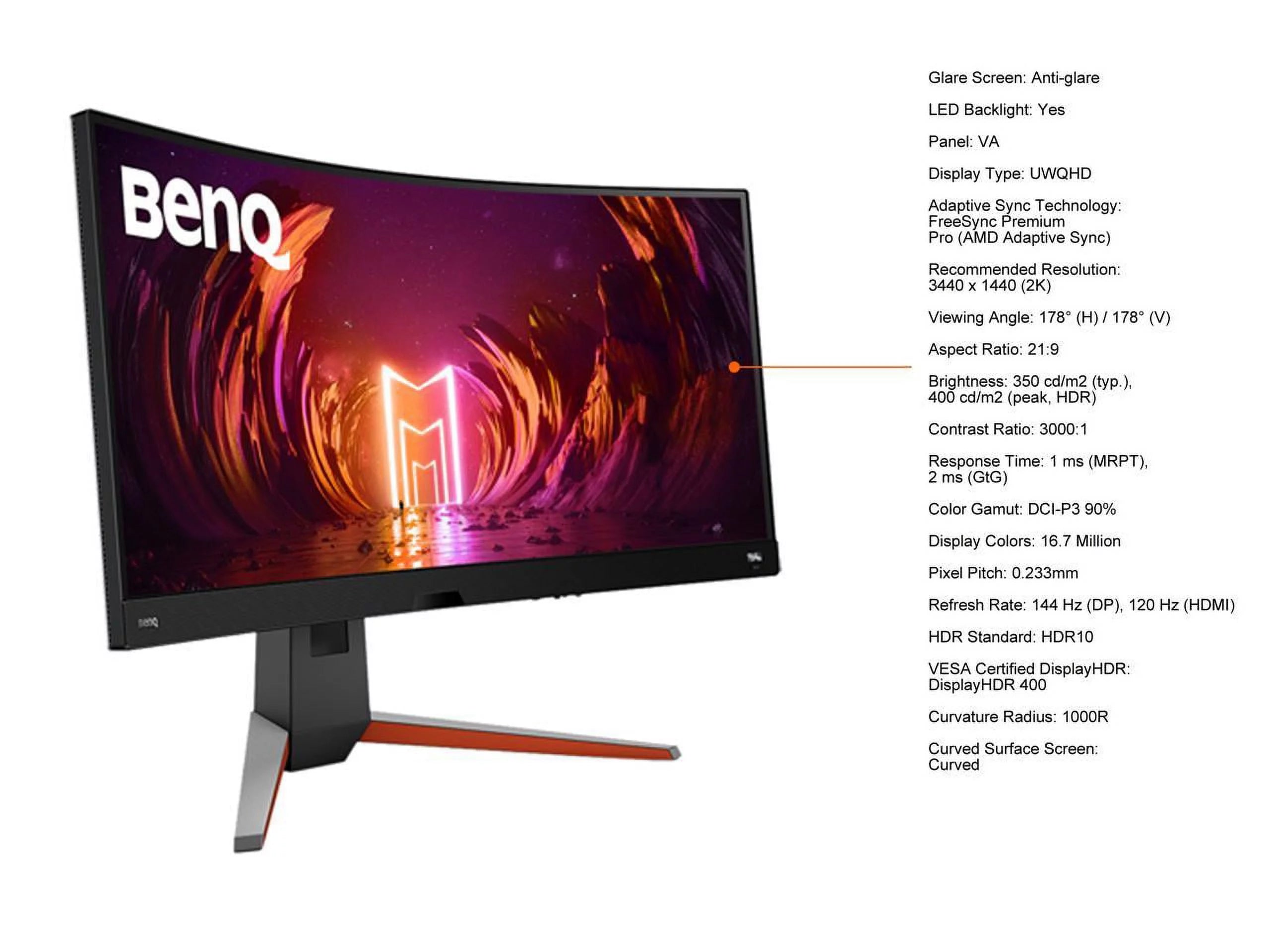 34" Curved Gaming Monitor, 144Hz UWQHD V325673
