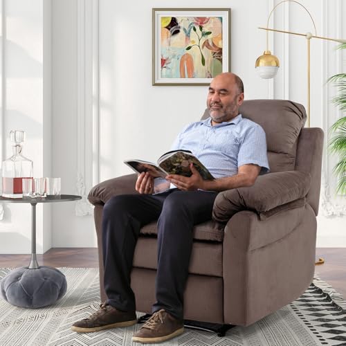 Manual Recliner Chair, Breathable Fabric with Padded Backrest and Armrests Q765