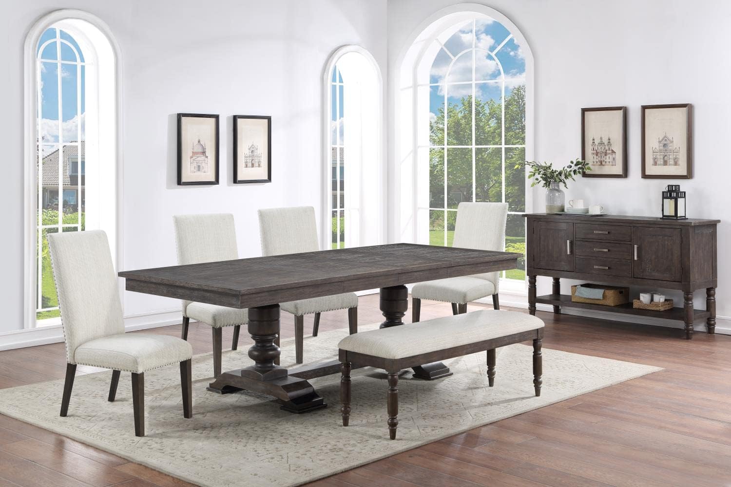 Upholstered Dining Side Chair Set of 2, Charcoal Finish B44196