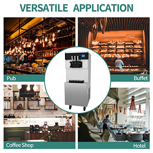 Soft Serve Ice Cream Machine, 3 Flavors, Auto Clean Y524062