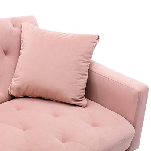 Velvet Convertible Futon Sofa Bed with 2 Pillows K782