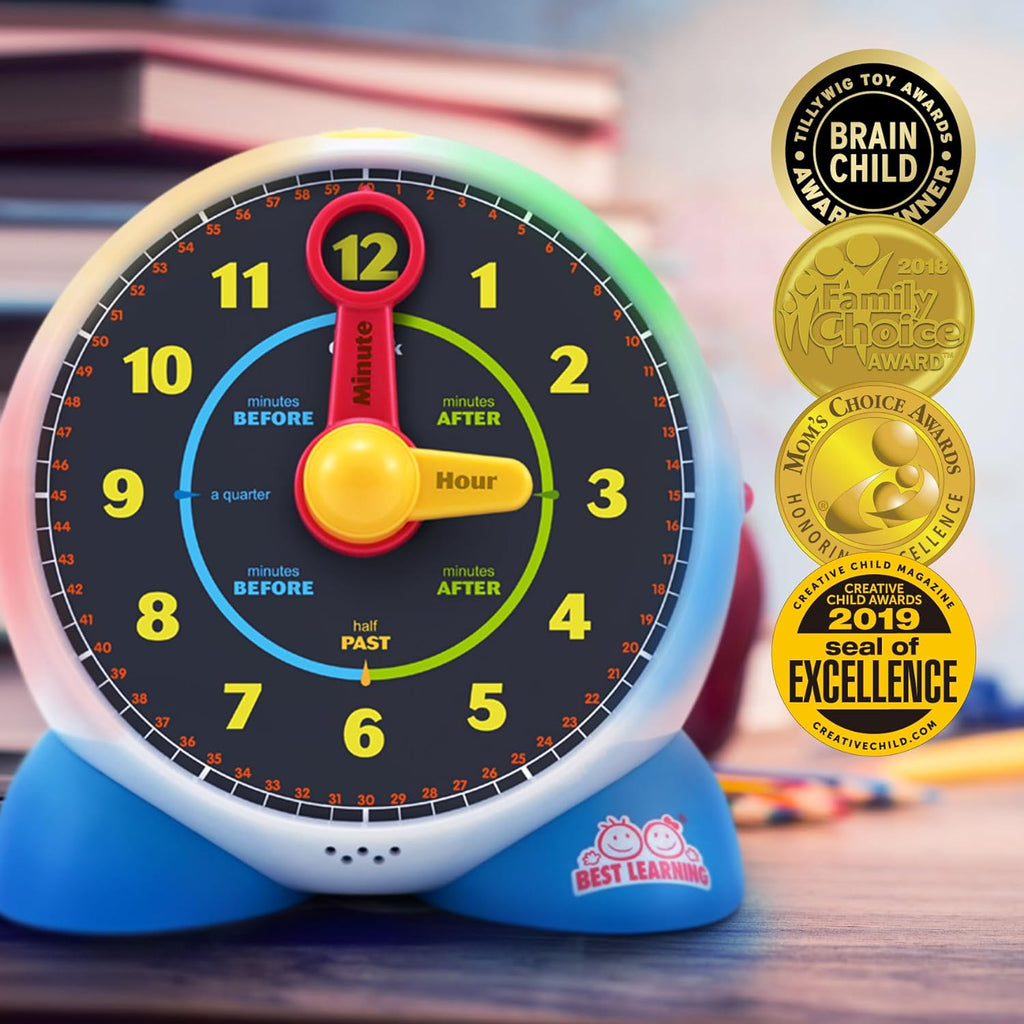 Talking Learning Clock for Toddlers - Teach Time with Light-Up Quiz and Music H16969