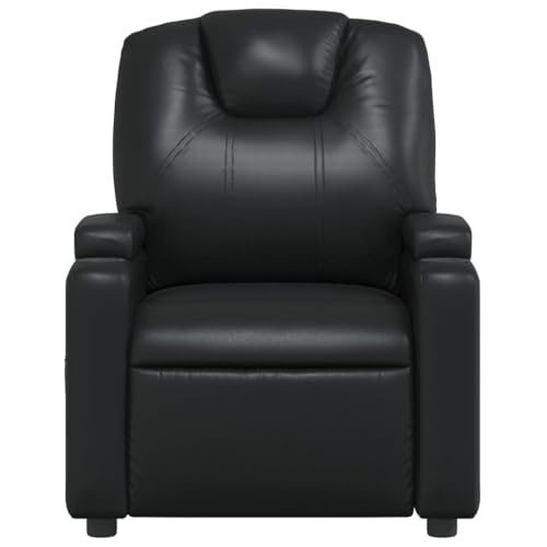 Massage Recliner Chair, Black Faux Leather, 6-Point Vibration D995