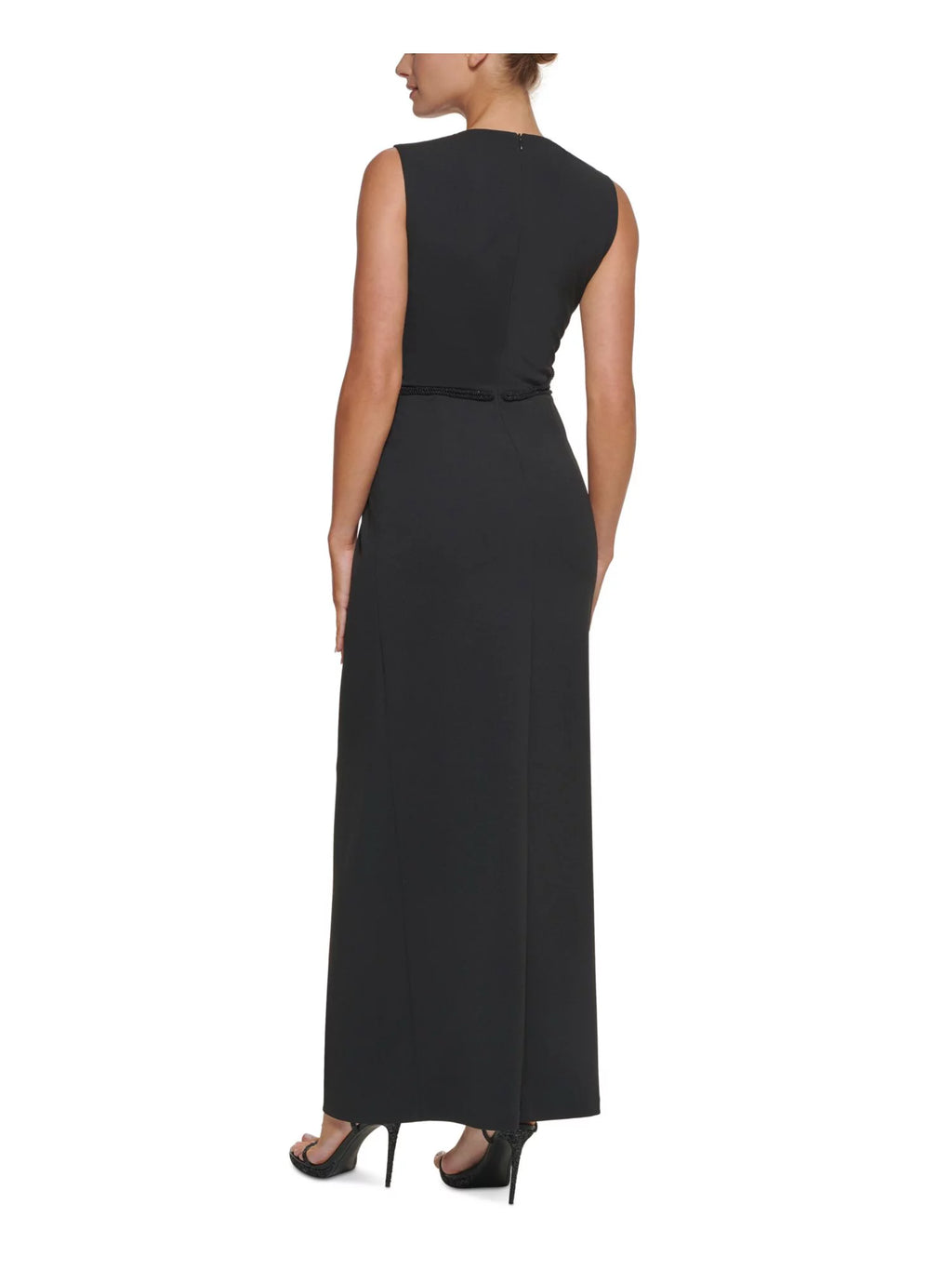 Black Stretch Beaded Formal Gown Dress T13156